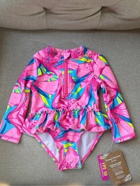 Baby Girls Tommy Bahama Bright Pink Floral Swimsuit